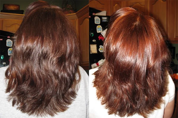 Результаты окрашивания хной, до и после Результаты окрашивания хной, до и после